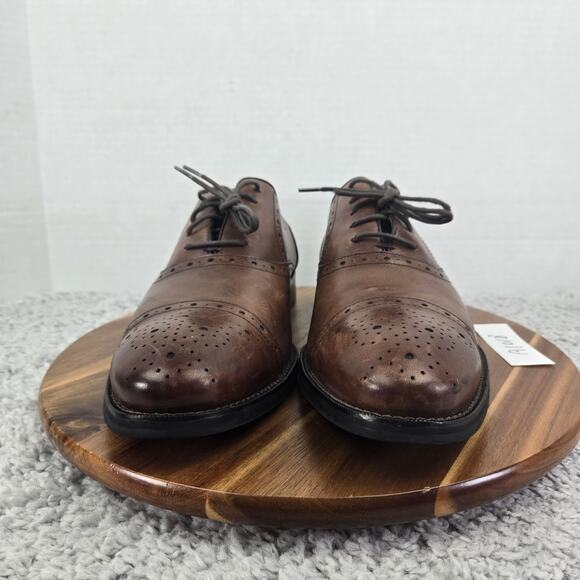 Johnston & Murphy Tyndall Brown Leather Cap Toe Brogue Oxford Dress Shoe Mens 11 - Picture 4 of 12
